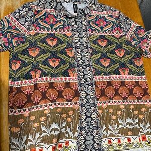 Blackmilk Floral Print Button Up Shirt